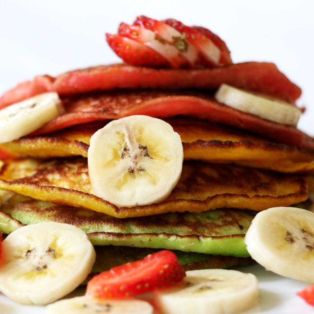 Gezonde regenboog pancakes (zuivelvrij & glutenvrij)